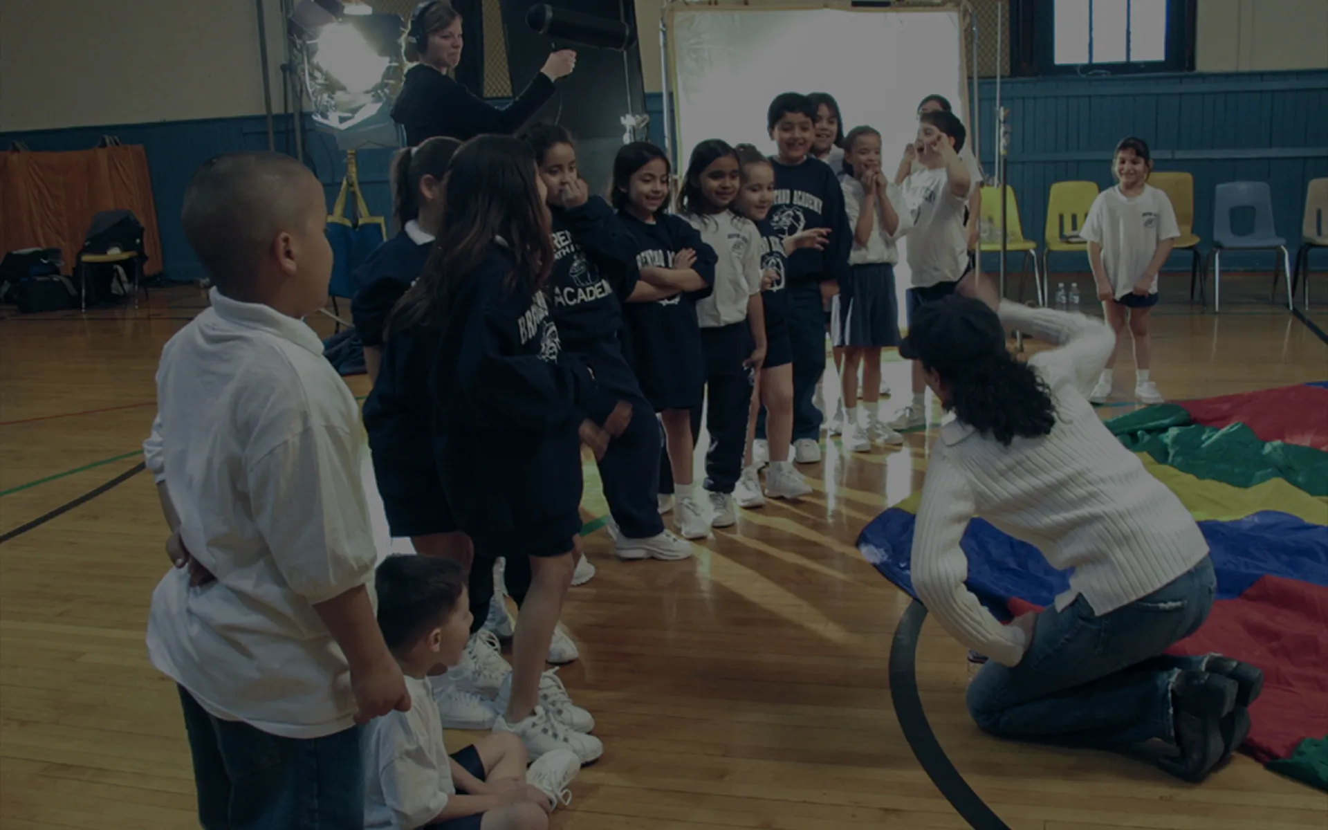 Film director Yasmina Cadiz working with Brentano Academy students, on the set of the 35mm film, Mama Said.